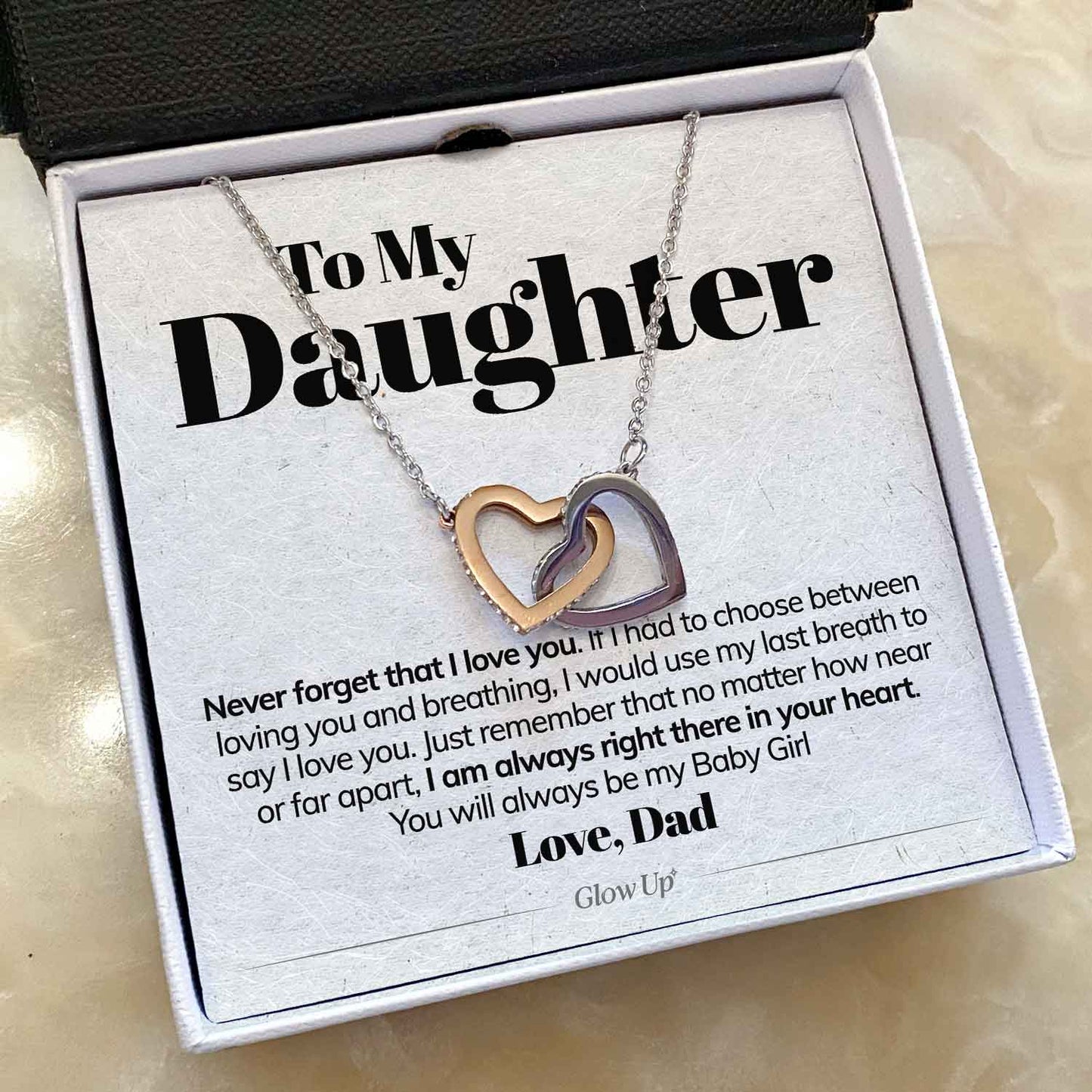 To My Daughter - Never Forget That I Love You - Interlocking Hearts Necklace