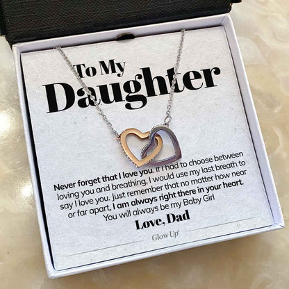 To My Daughter - Never Forget That I Love You - Interlocking Hearts Necklace