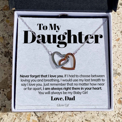 To My Daughter - Never Forget That I Love You - Interlocking Hearts Necklace