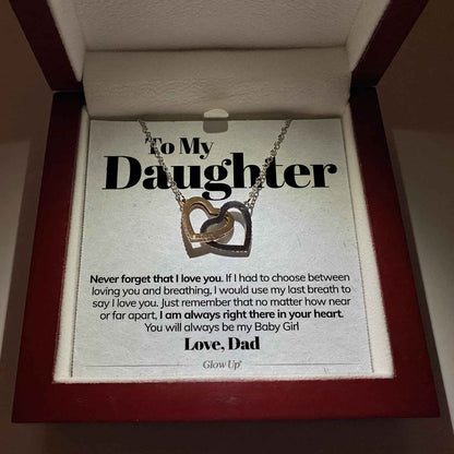 To My Daughter - Never Forget That I Love You - Interlocking Hearts Necklace