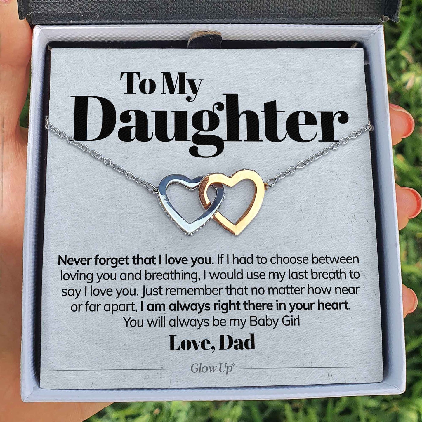 To My Daughter - Never Forget That I Love You - Interlocking Hearts Necklace
