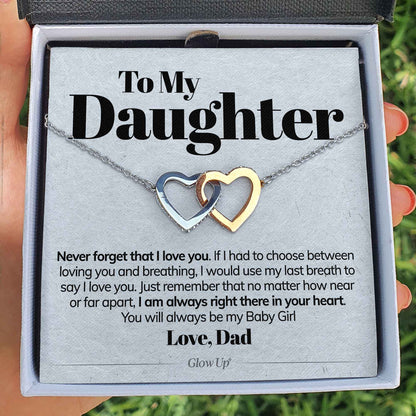 To My Daughter - Never Forget That I Love You - Interlocking Hearts Necklace