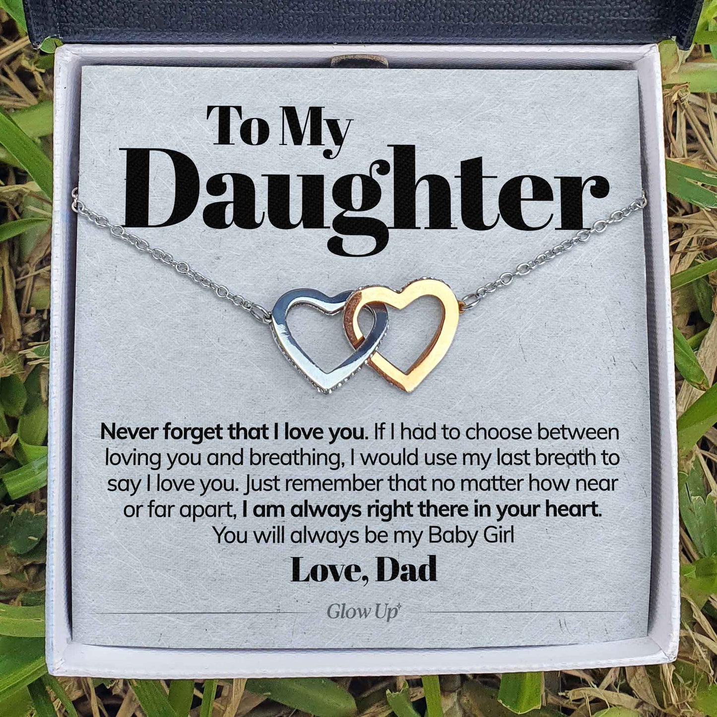 To My Daughter - Never Forget That I Love You - Interlocking Hearts Necklace