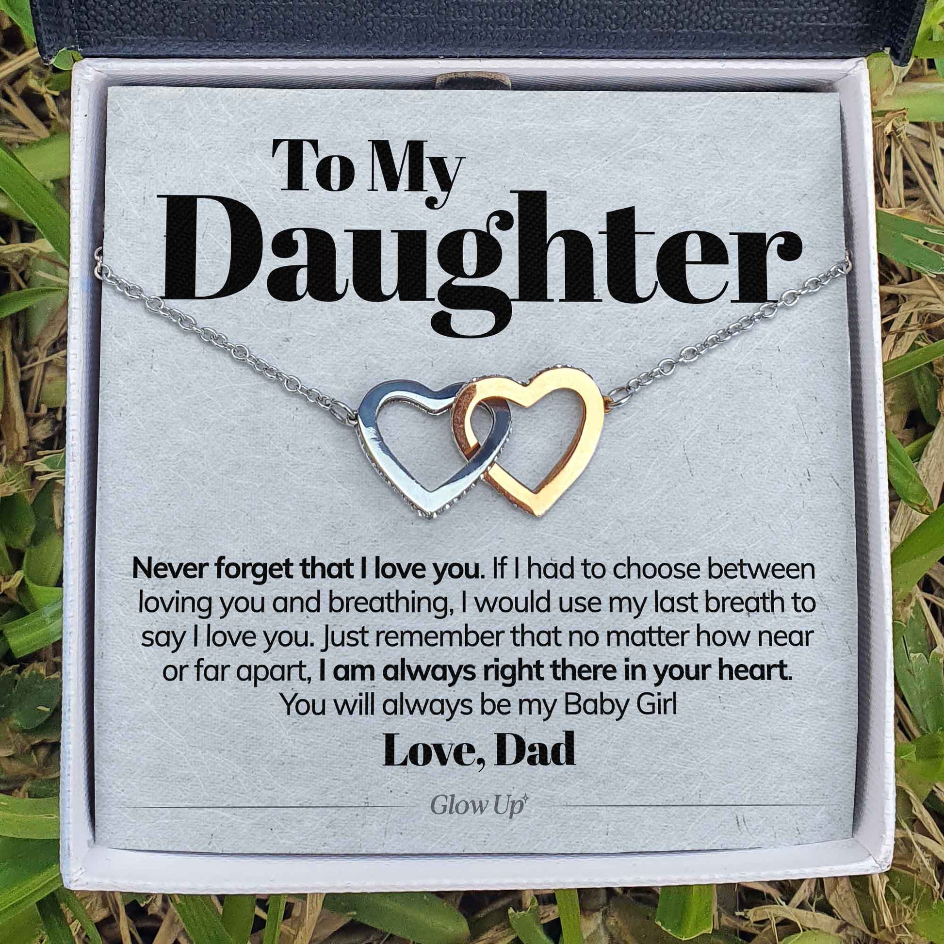 To My Daughter - Never Forget That I Love You - Interlocking Hearts Necklace