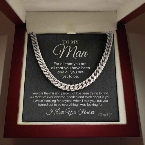 To My Man - For All That You Are - Cuban Link Chain Necklace Gift For Man Husband Gift For Birthday