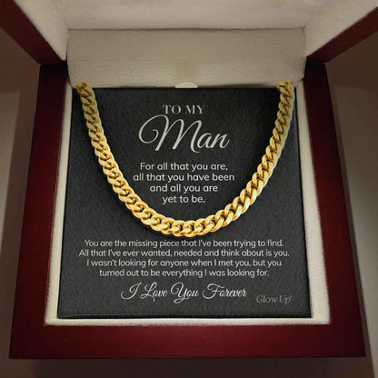 To My Man - For All That You Are - Cuban Link Chain Necklace, Gift For Man, Husband, Gift For Birthday, Christmas