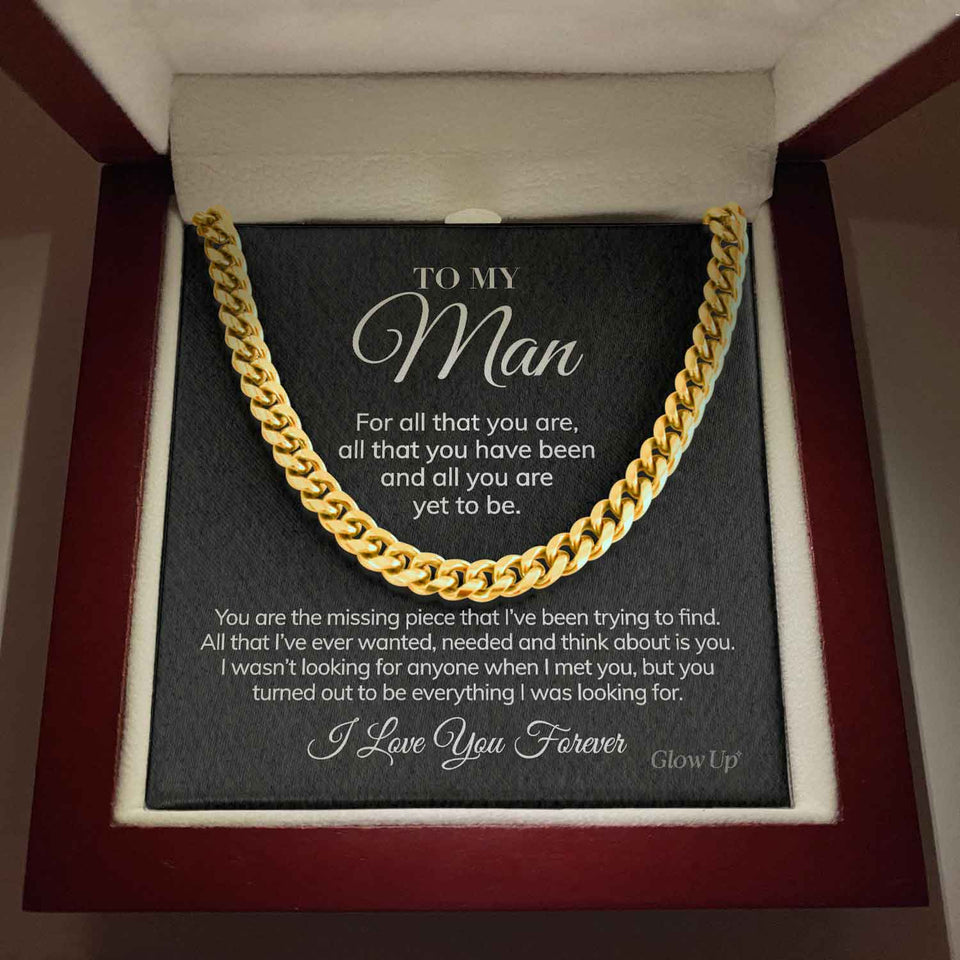 To My Man - For All That You Are - Cuban Link Chain Necklace Gift For Man Husband Gift For Birthday