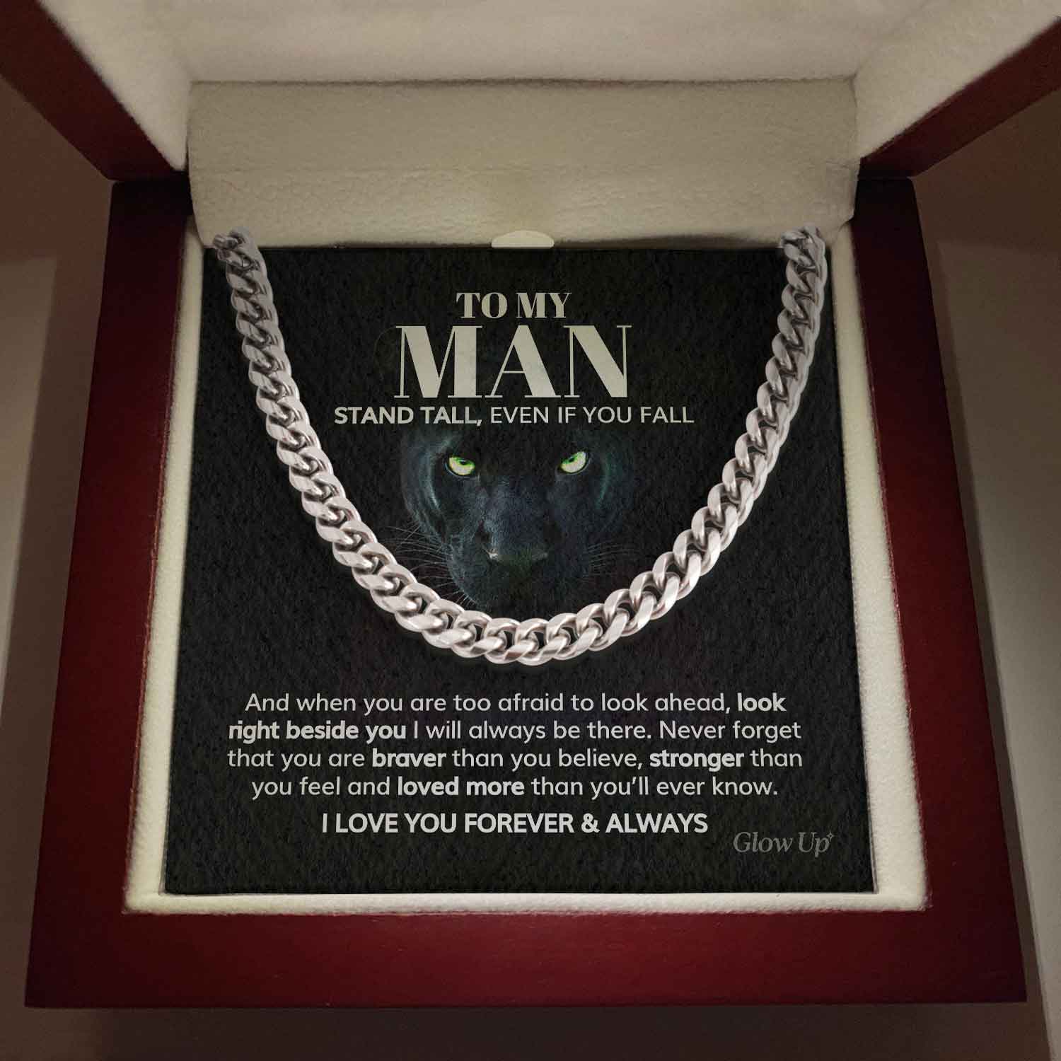 To my Man - Stand tall - Cuban Link Chain, Gift For Man, Husband, Gift For Birthday, Christmas