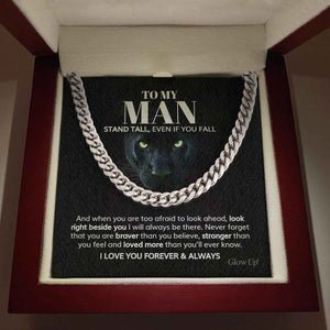 Pamaheart- To my Man - Stand tall - Cuban Link Chain, Gift For Man, Husband, Gift For Birthday, Christmas