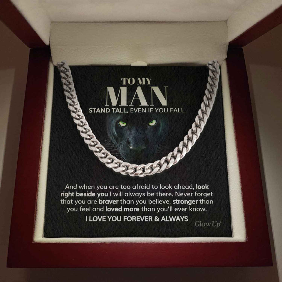 Pamaheart- To my Man - Stand tall - Cuban Link Chain, Gift For Man, Husband, Gift For Birthday, Christmas