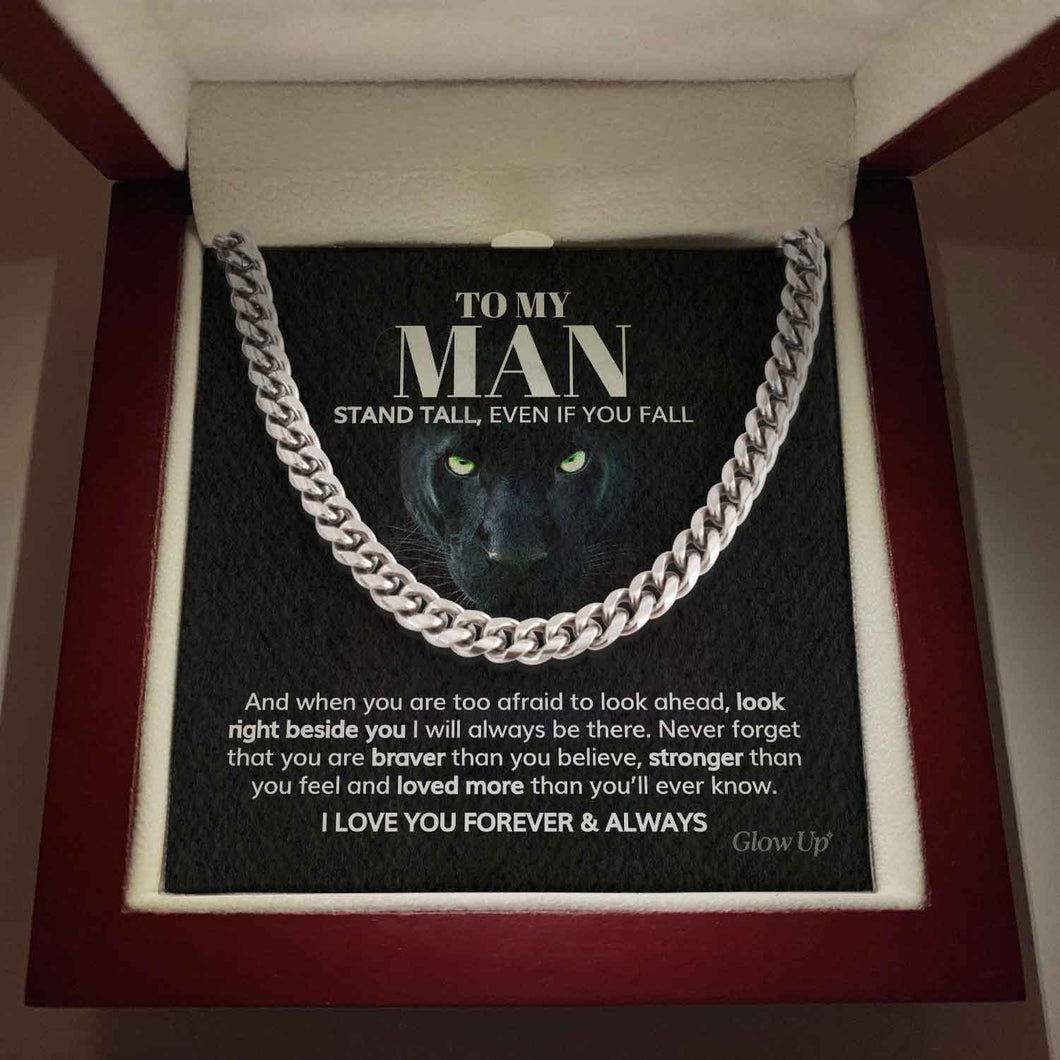Pamaheart- To my Man - Stand tall - Cuban Link Chain, Gift For Man, Husband, Gift For Birthday, Christmas