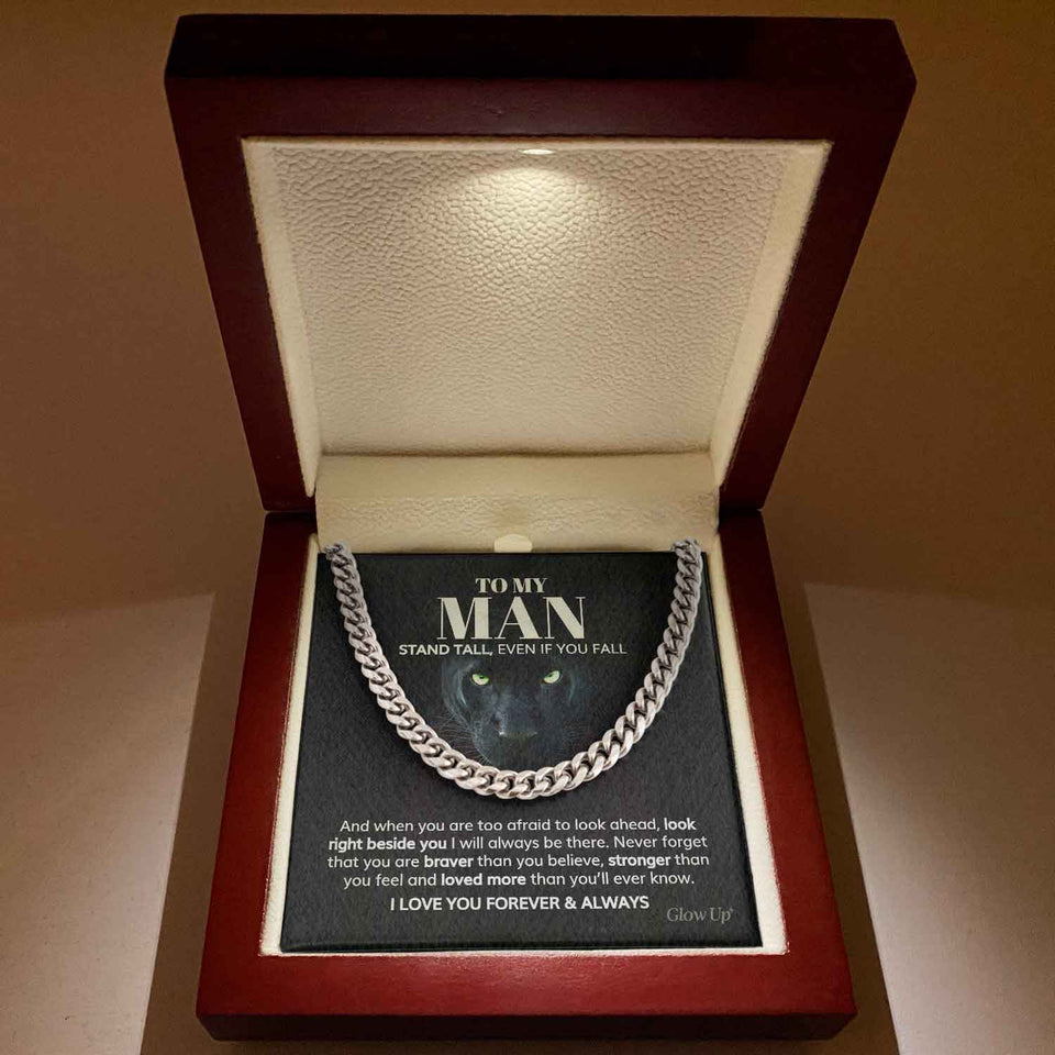 Pamaheart- To my Man - Stand tall - Cuban Link Chain, Gift For Man, Husband, Gift For Birthday, Christmas