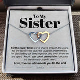 Interlocking Hearts Necklace- To My Sister - I Can Count On My Sister - Interlocking Hearts Necklace