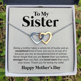 Pamaheart- Interlocking Hearts Necklace- To My Sister - Exceptional Kind of Love - Interlocking Hearts Necklace