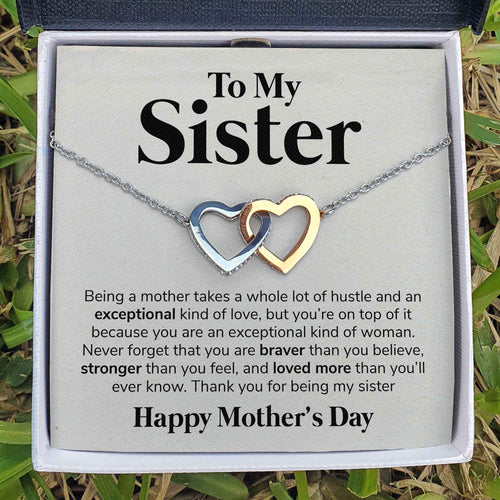 Interlocking Hearts Necklace- To My Sister - Exceptional Kind of Love - Interlocking Hearts Necklace