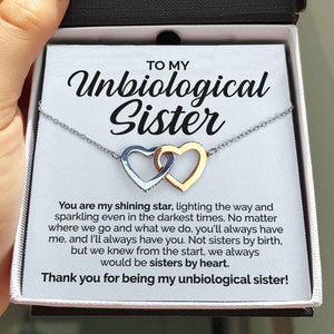 Interlocking Hearts Necklace- To My Unbiological Sister - You Are My Shining Star- Interlocking Heart Necklace