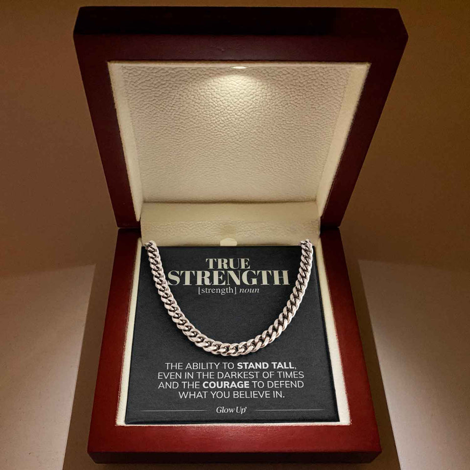True Strength - Stand Tall - Cuban Link Chain Necklace Gift For Man Husband Gift For Birthday