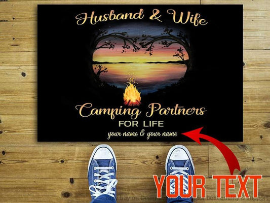 Camping Gift Husband And Wife Camping Partners For Life Personalized Non-Slip Rubber Backing Doormat Valentine Non-Slip Rubber Backing Doormat Valentine Gift Valentines Gifts For Coworkers