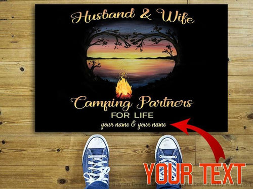 Camping Gift Husband And Wife Camping Partners For Life Personalized Non-Slip Rubber Backing Doormat Valentine Non-Slip Rubber Backing Doormat Valentine Gift Valentines Gifts For Coworkers