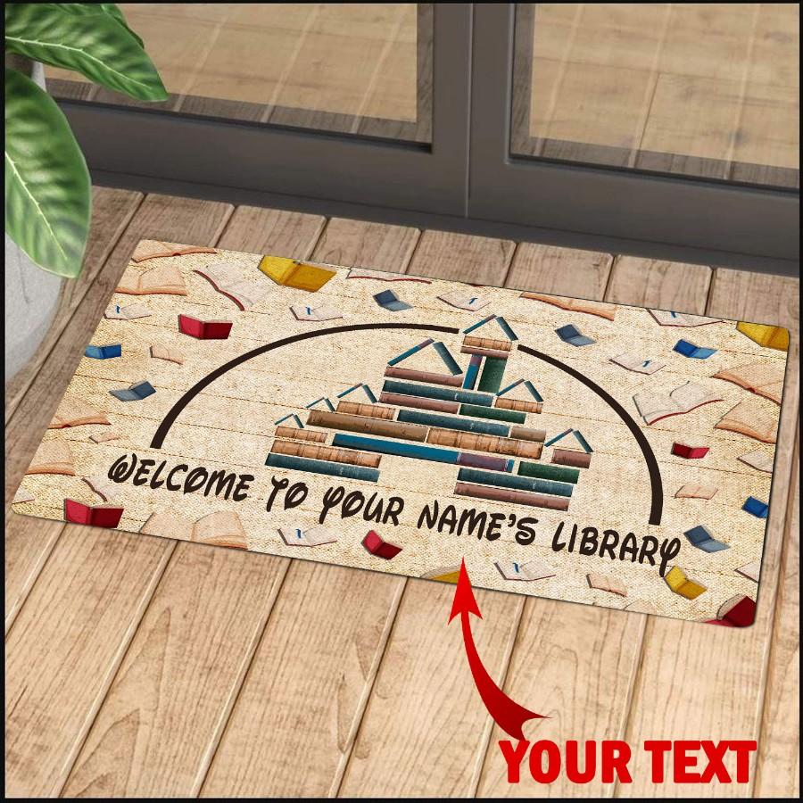 Gift For Book Lover Welcome To Your Library Non-Slip Rubber Backing Doormat Or Coir Doormat