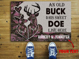Deer Hunting Gift Pink Deer Camo Old Buck Sweet Doe Personalized Non-Slip Rubber Backing Doormat HG