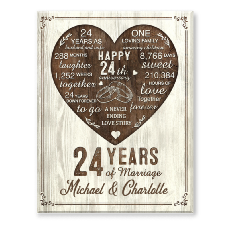 24th Year Anniversary Gift, 24th Wedding Anniversary Gift For Husband, 24 Year Anniversary Gift For Wife