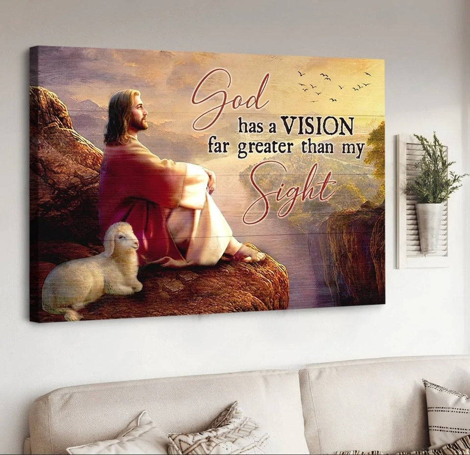 Jesus Lamb of God God has a vision far greater than my sight - Matte Canvas
