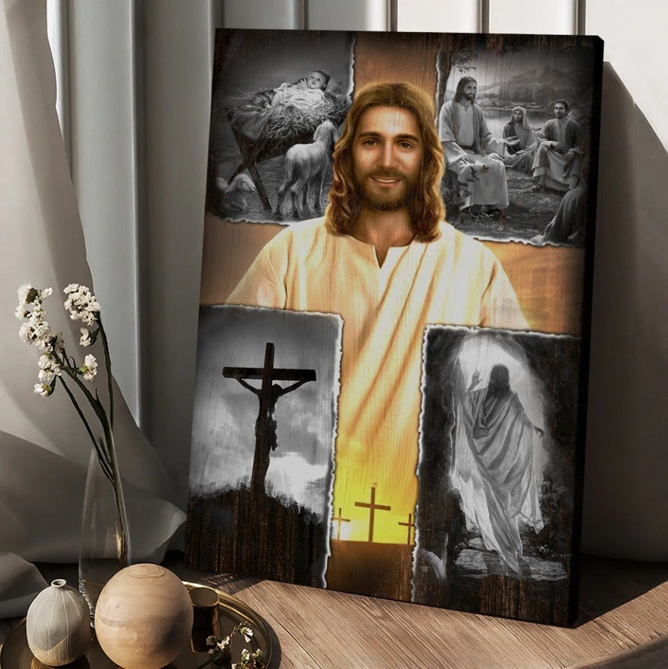 Jesus on the cross Jesus drawing - Matte Canvas