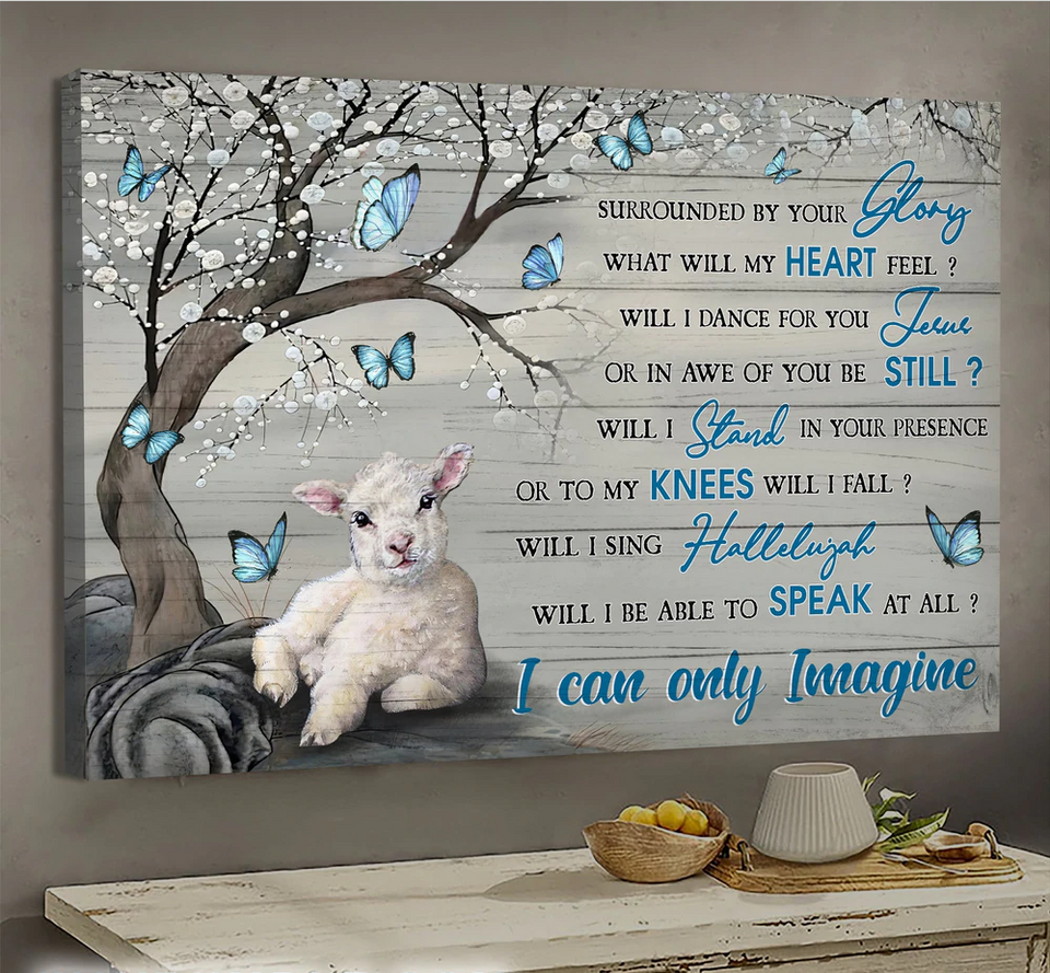 The little lamb blue butterflies I can only imagine - Matte Canvas