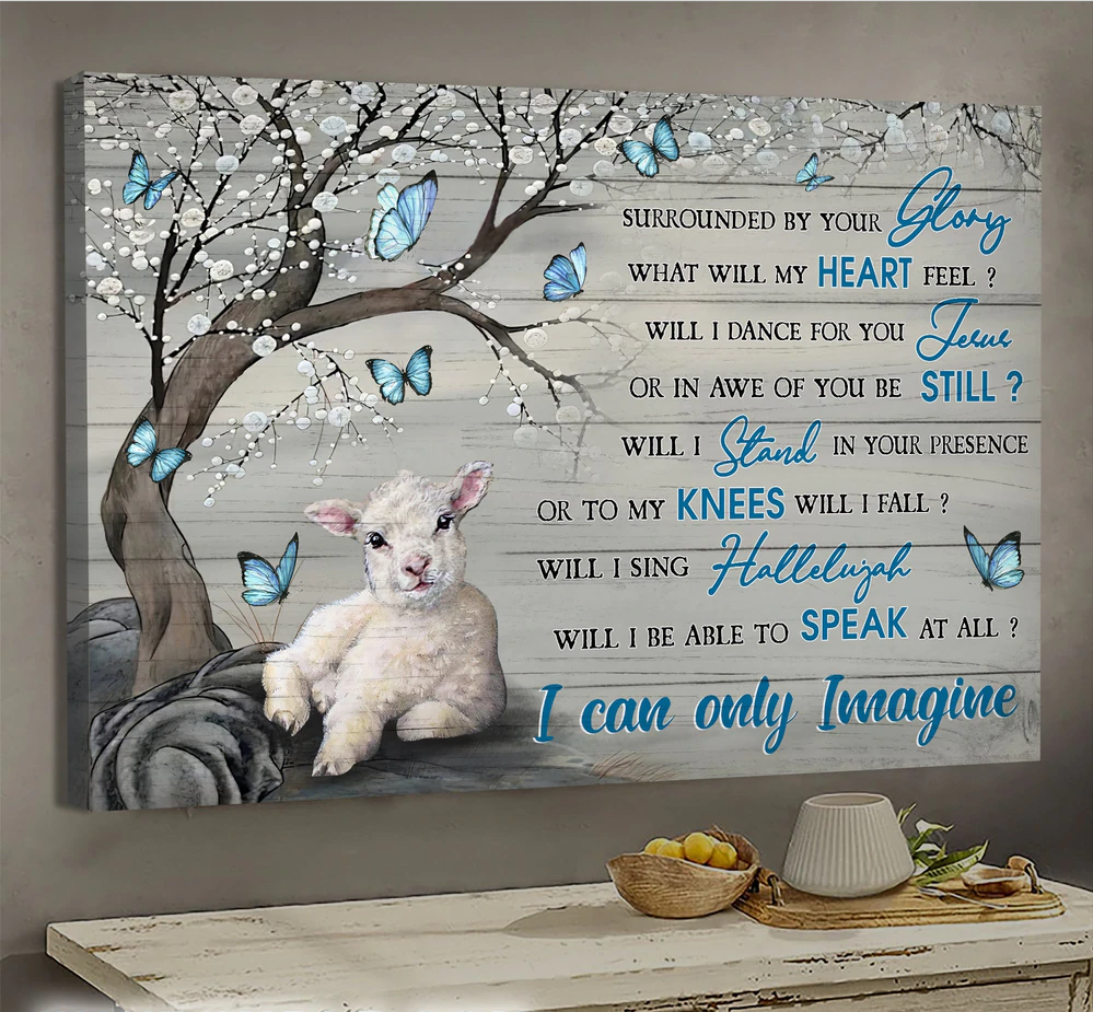 The little lamb blue butterflies I can only imagine - Matte Canvas
