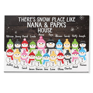 There's Snow Place Like Grandma & Grandpa's House - Personalized Doormat - Christmas Gift For Grandparents, Grandkids - Snowman Family
