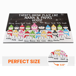 There's Snow Place Like Grandma & Grandpa's House - Personalized Doormat - Christmas Gift For Grandparents, Grandkids - Snowman Family