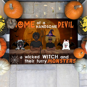 A Wicked Witch And Their Furry Monsters Outdoor Indoor Doormat DO0015