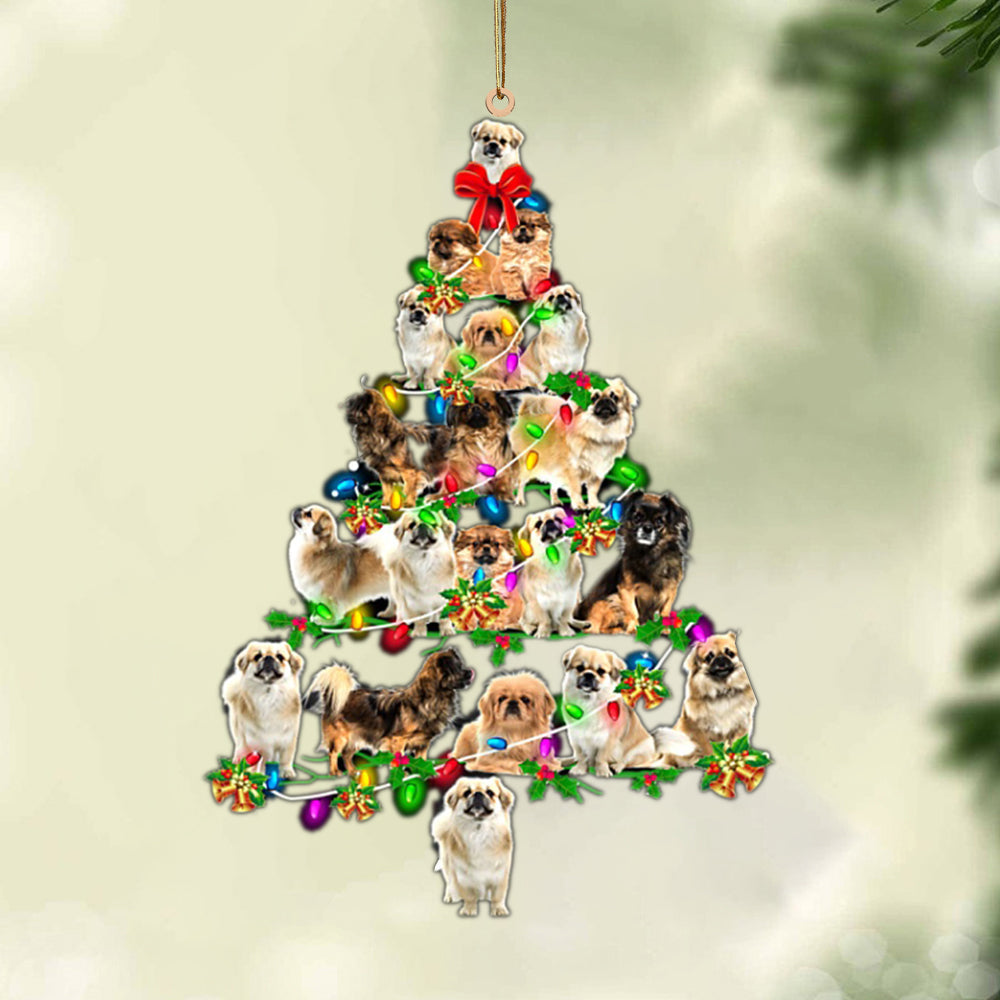 Ornament- Tibetan Spaniel 1-Christmas Tree Lights-Two Sided Ornament, Happy Christmas Ornament, Car Ornament