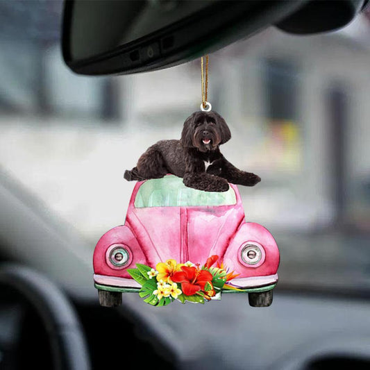 Tibetan Terrier 2-Pink Hippie Car-Two Sided Ornament
