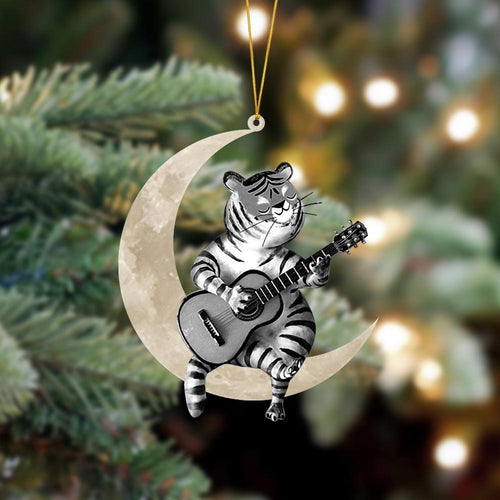 Godmerch- Ornament- Tiger Sits On The Moon Hanging Ornament Dog Ornament, Car Ornament, Christmas Ornament