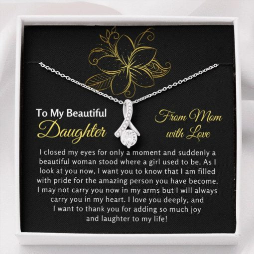 To My Beautiful Daughter Necklace Gift From Mom with Love I will always carry you in my heart Alluring Beauty Necklace 343X - TGV