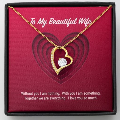 To My Beautiful Wife Forever Love Necklace (18K Gold Finish)