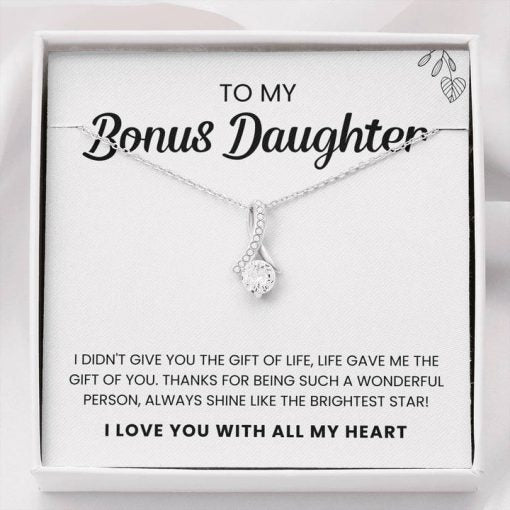 To My Bonus Daughter - I Love You with all my heart, Gift from Mom, Dad, Alluring Beauty Necklace XL047E - TGV