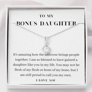 To My Bonus Daughter Necklace, Birthday Gift For Bonus Daughter, Stepdaughter, Graduation Gifts Alluring Beauty Necklace - TGV