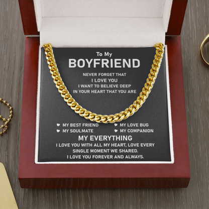 To My Boyfriend Necklace Gift You Are My Best Friend, My Love Bug, My Soulmate, My Companion, My Everything Cuban Link Chain Necklace 015I - TGV