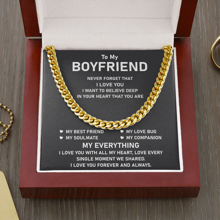 To My Boyfriend Necklace Gift You Are My Best Friend, My Love Bug, My Soulmate, My Companion, My Everything Cuban Link Chain Necklace 015I - TGV