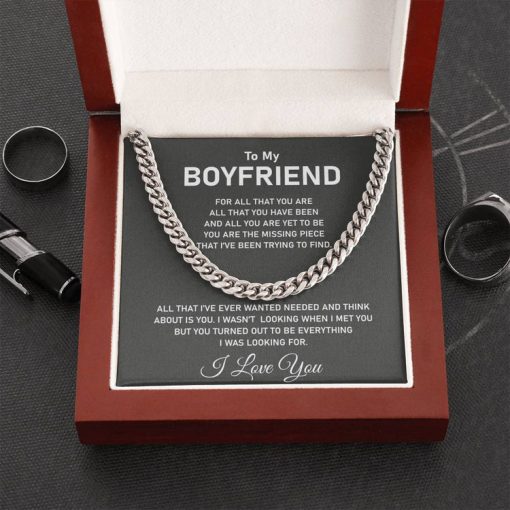 To My Boyfriend's Necklace - I Love You, Cuban Link Chain Necklace - TGV