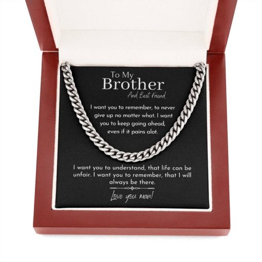 To My Brother And Best Friend Necklace, Love You Man, Cuban Link Chain Necklace - TGV