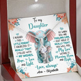 To My Daughter Granddaughter Necklace Cute Elephants I hugged this little pendant I squeezed it really tight - Personalized Love Knot Alluring Necklace 336H - TGV