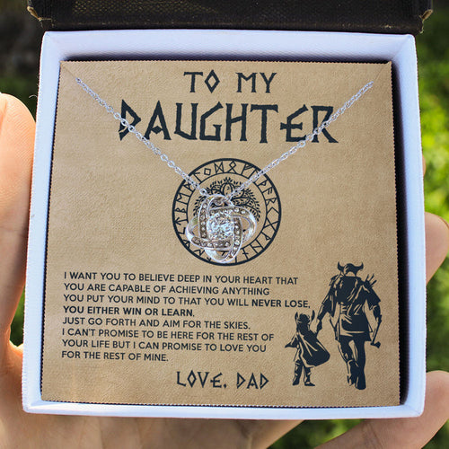 To My Daughter Granddaughter Necklace Gift - Viking Father Daughter Necklace Gift From Dad - Granddaughter Necklace Gift From Grandpa Papa - You either win or learn - Love Knot, Eternal Hope, Alluring Beauty Necklace 050C - TGV