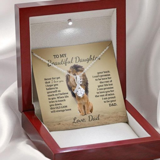 To My Daughter, Granddaughter Necklace - Old Lion Will Always Have Your Back - Personalized Alluring Beauty Necklace - TGV