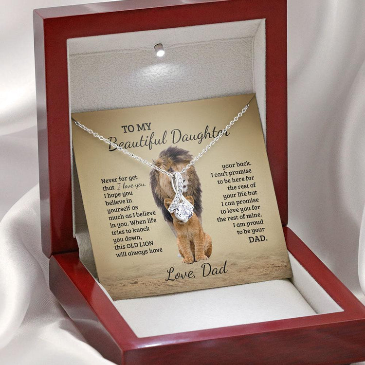 To My Daughter, Granddaughter Necklace - Old Lion Will Always Have Your Back - Personalized Alluring Beauty Necklace - TGV