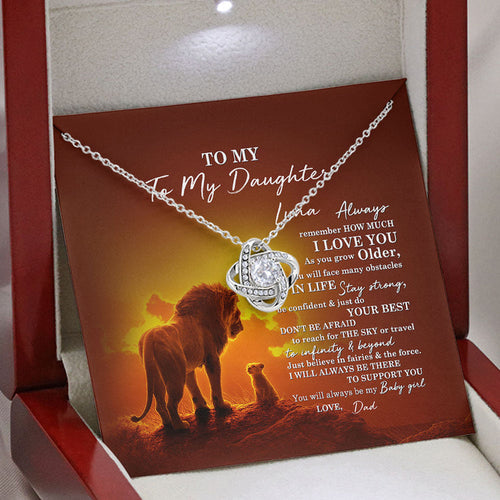 To My Daughter Necklace Gift - I will always be there to support you Personalized Love Knot, Alluring Beauty Necklace 347K - TGV
