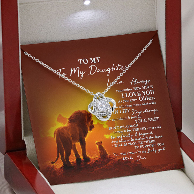 To My Daughter Necklace Gift - I will always be there to support you Personalized Love Knot, Alluring Beauty Necklace 347K - TGV